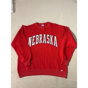 Vintage Russell Athletic Nebraska Sweatshirt Red Mens XL Made in USA 90s NCAA